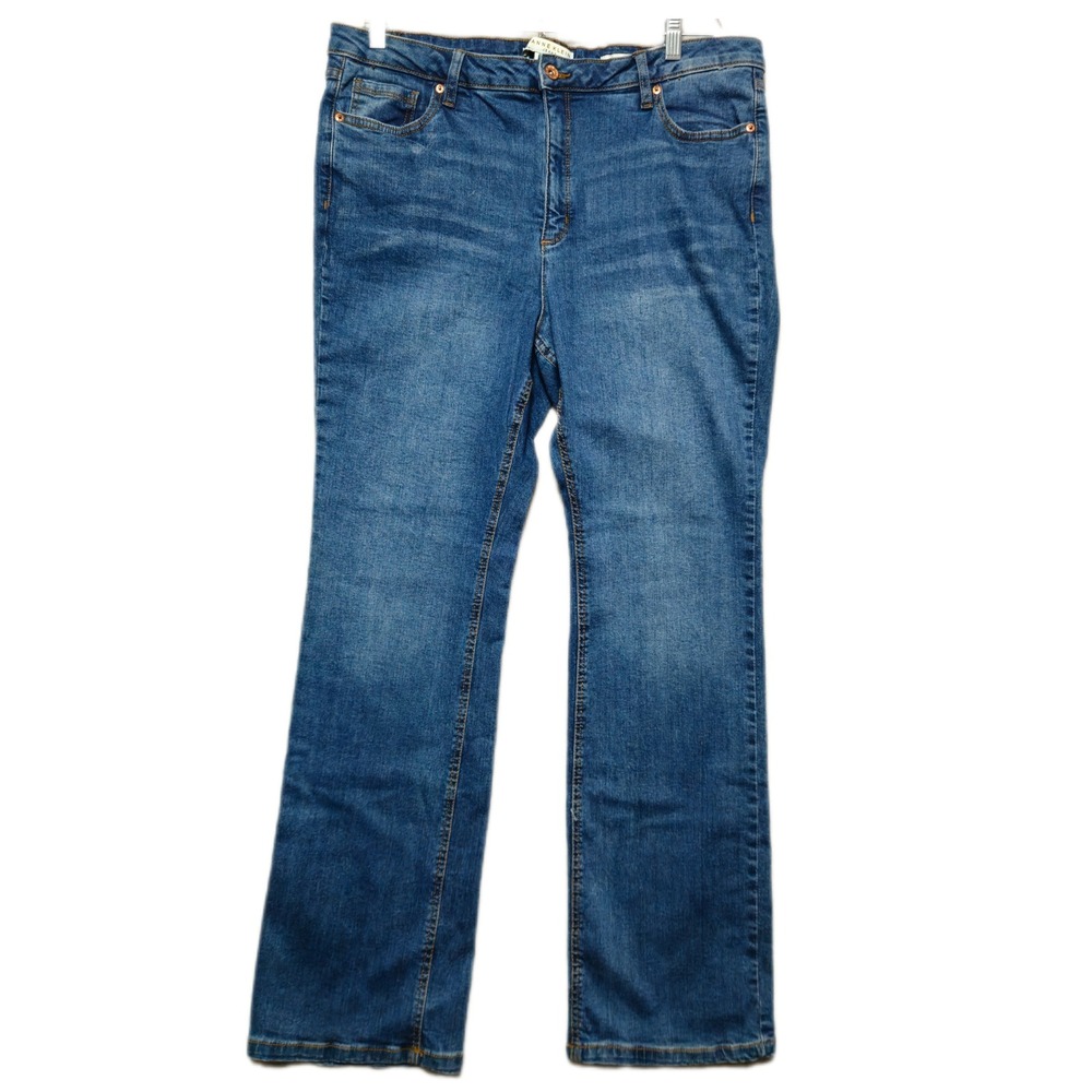 ANNE KLEIN JEANS Womens Size 16‎ High Rise Bootcut Blue Denim Jeans Stretch